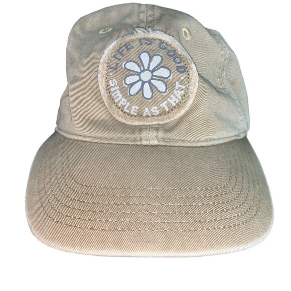 Life Is Good Accessories - Life is Good Simple as That Baseball Cap Hat Tan Flower Hidden Saying OS